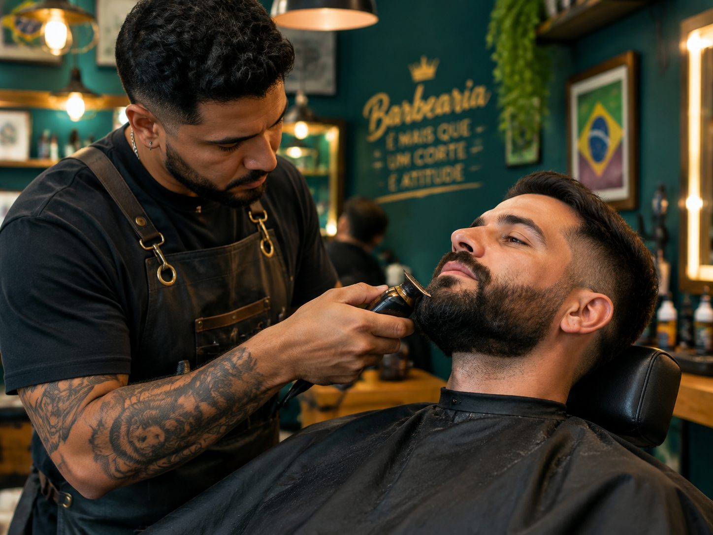 Barbeiro atendendo um cliente